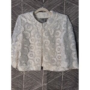 ASOS‎ White Lace Floral Cropped Jacket Coquette Women's US 8 UK 12